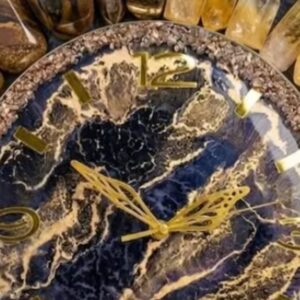 Crimson Marble Clock